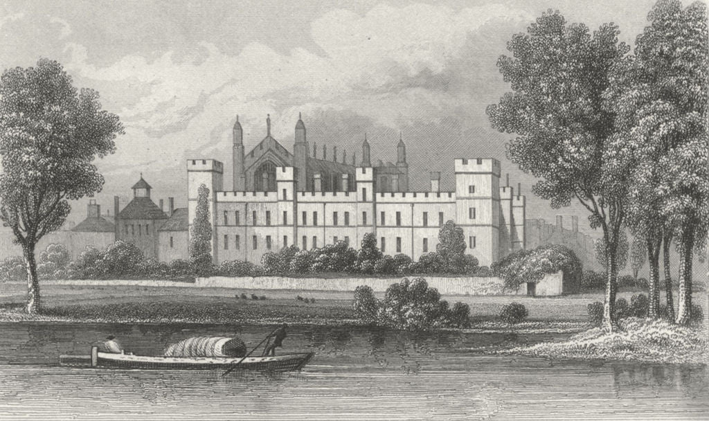 BERKS. Eton College, Berkshire, Thames. DUGDALE c1840 old antique print